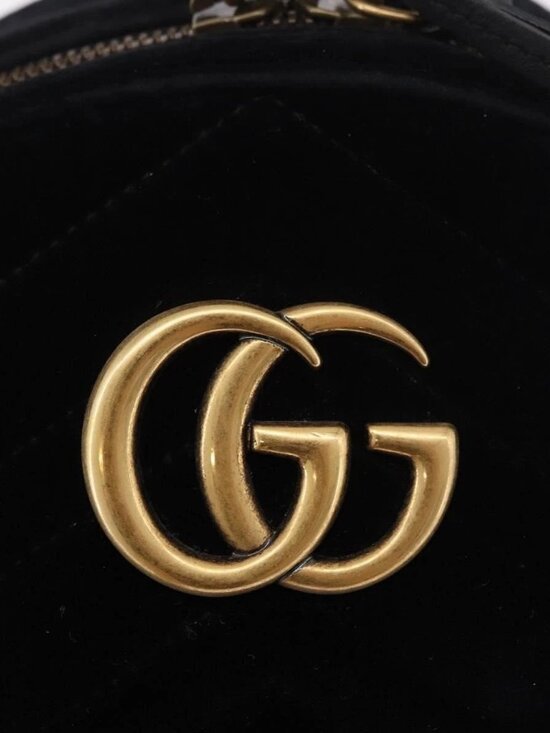 GUCCI GG Marmont Backpack Velor Black Gold 524568 Auth main image 10